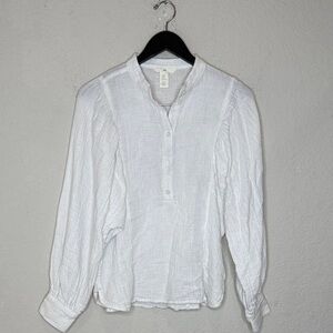 Cotton White Button-Up Women's Top size small
